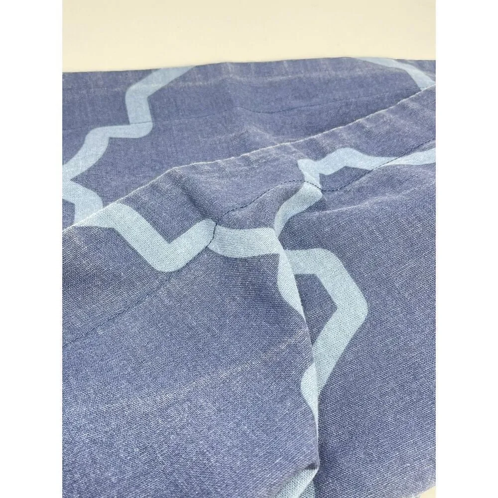 Pottery Barn Euro Pillow Sham Blue Trisha Geo Cotton Linen